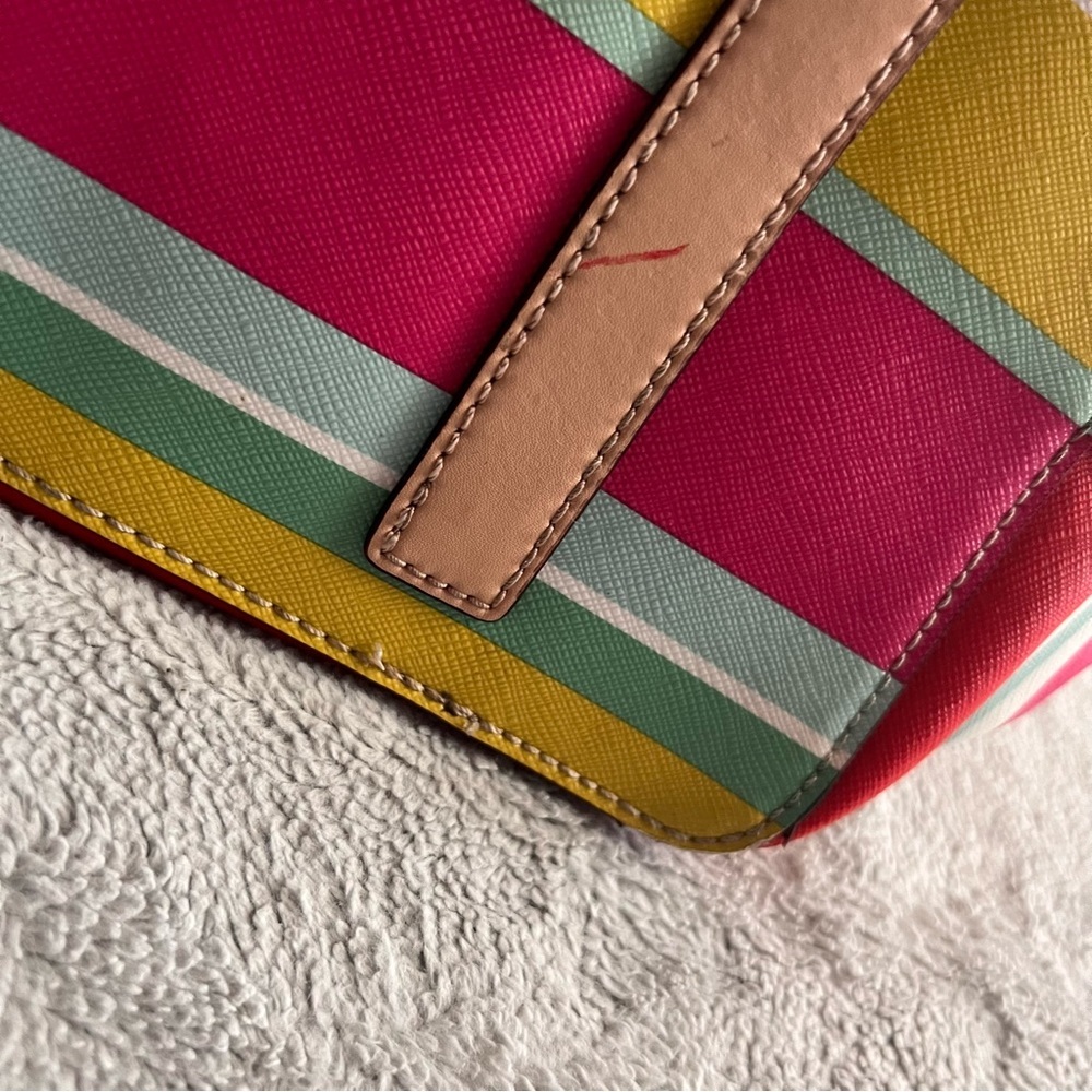 Kate Spade Grant Street Jules Tote Beach Stripe Grainy Vinyl Leather Bag Purse - Picture 10 of 17